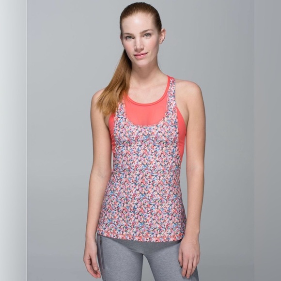 Lululemon Athletica Mesh With Me Floral Print Athletic Tank Top SIZE 8 MEDIUM - Picture 1 of 12